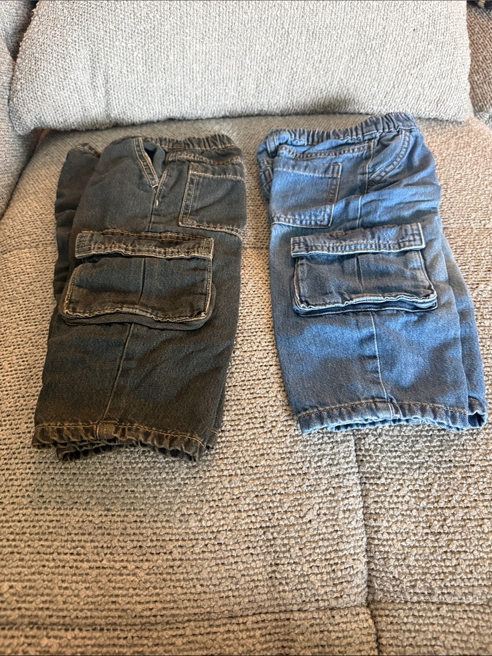 Cat & Jack Kids Cargo Denim Shorts - Light Blue and Black